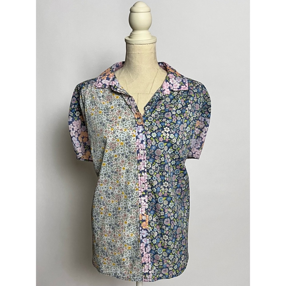 NWT American Eagle Outfitters Floral Print Woven Short Sleeve Top Sz L